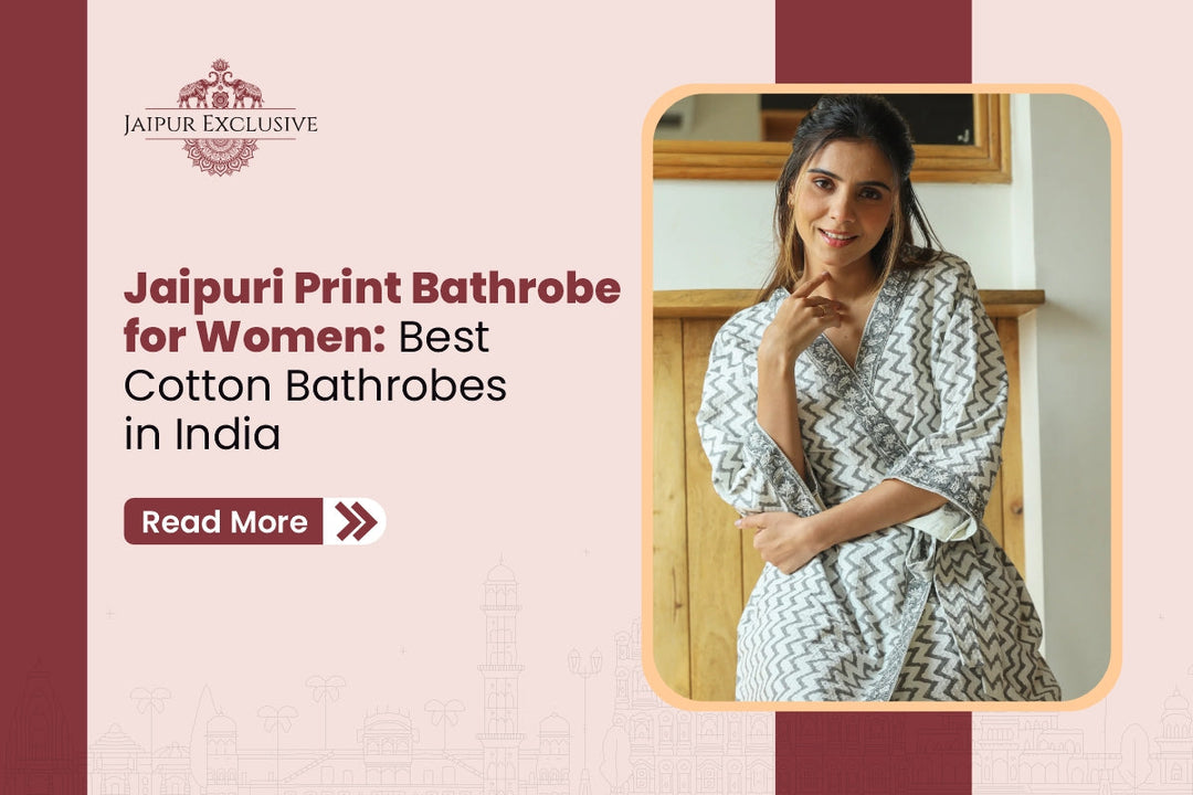 Jaipuri print bathrobe for women