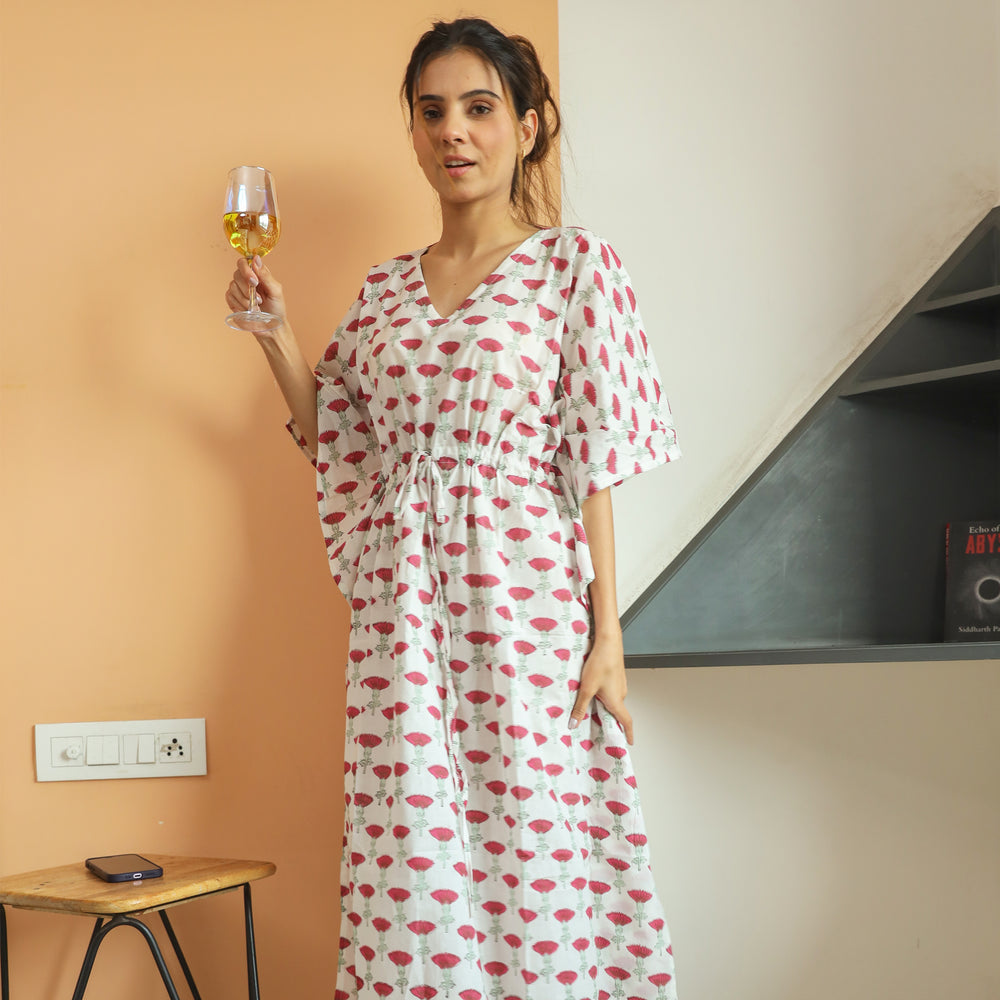 Lotus Hand Block Print Kaftan