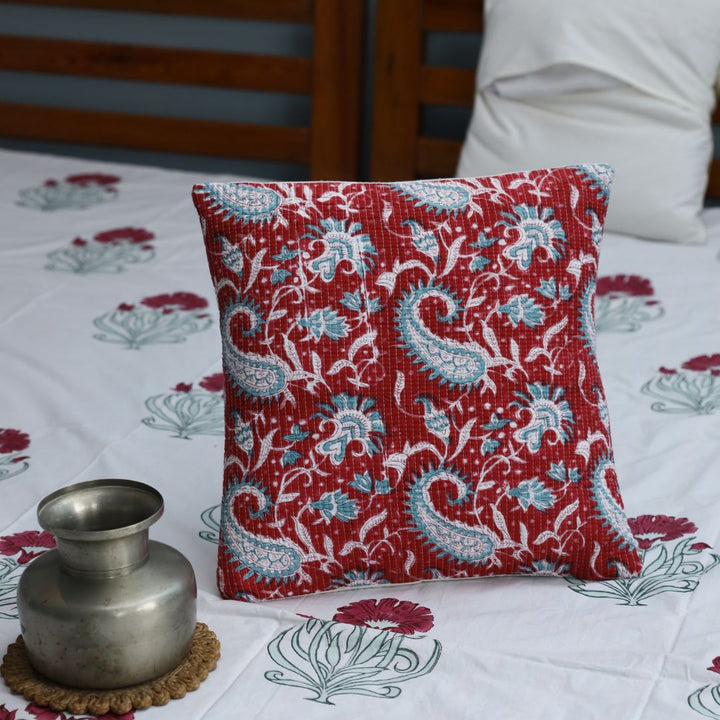 Set of 2 Cotton Cushion Covers Kantha