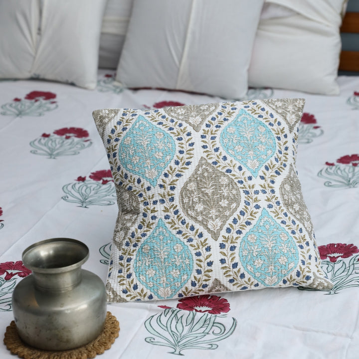 Set of 2 Cotton Cushion Covers Kantha (16 x 16 inches)