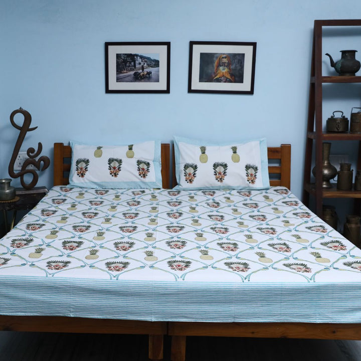 Hand Block Floral Printed Double Bed Bedsheet By Jaipur Exclusive