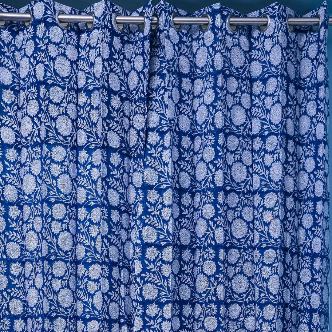 Set of 2 Cotton Handblock Printed Cotton Door Curtain