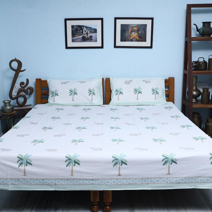 Hand Block Floral Print Double Bed Bedsheet By Jaipur Exclusive