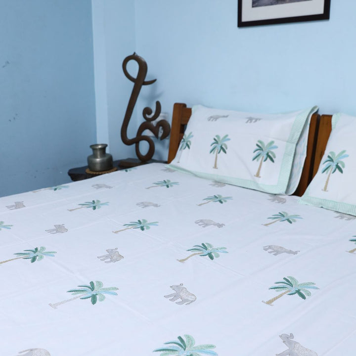 Hand Block Floral Print Double Bed Bedsheet By Jaipur Exclusive