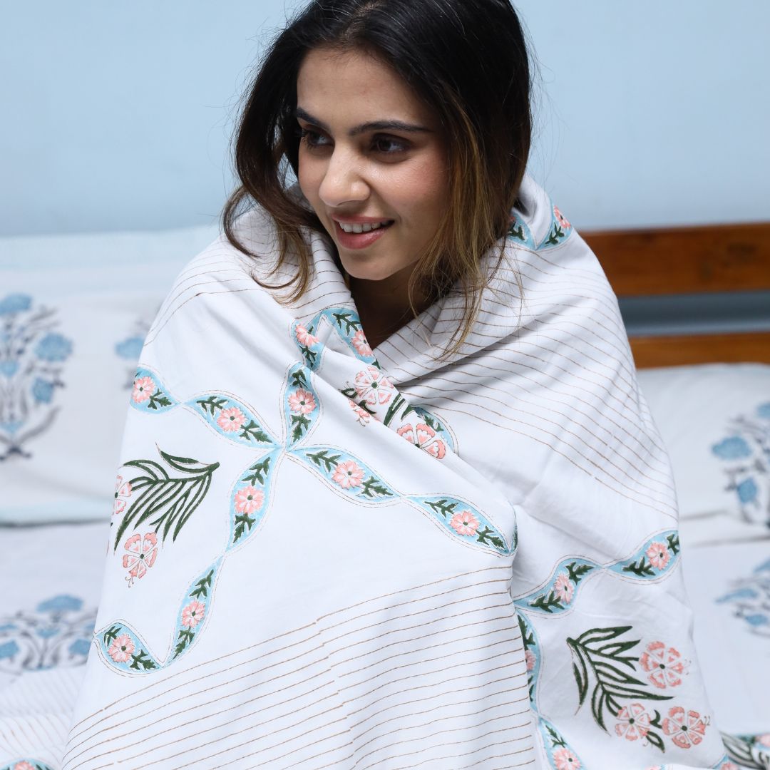 Handcrafted Block Printed Jaipuri Dohar for Double Bed